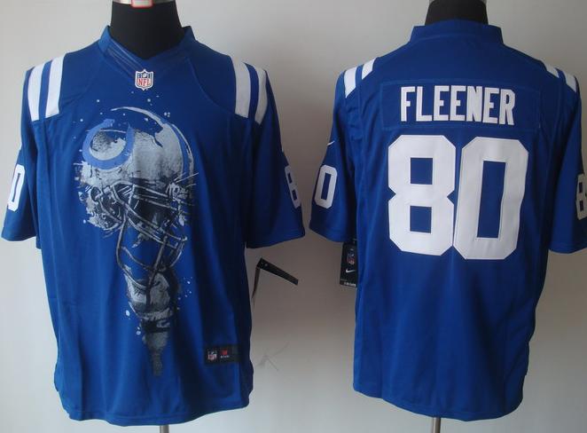 Nike Indianapolis Colts 80 Fleener Blue Helmet Tri-Blend Limited NFL Jersey Cheap