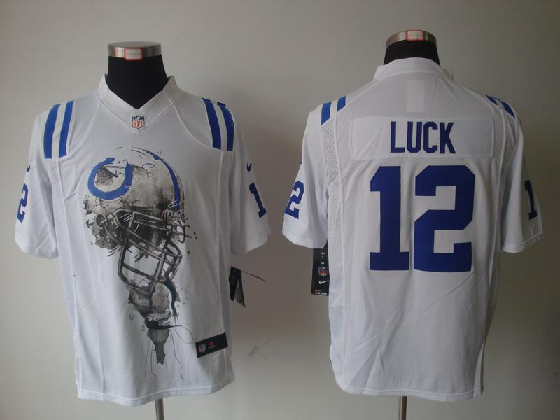 Nike Indianapolis Colts #12 Andrew Luck White Helmet Tri-Blend Limited NFL Jersey Cheap