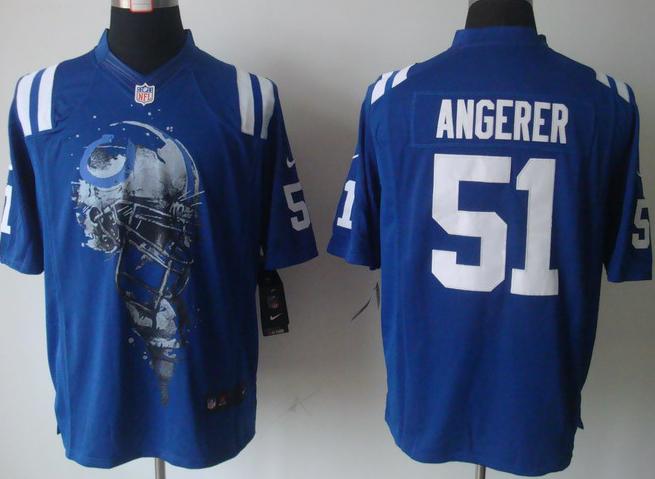 Nike Indianapolis Colts 51# Pat Angerer Blue Helmet Tri-Blend Limited NFL Jersey Cheap