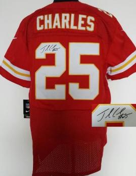 Nike Kansas City Chiefs 25 Jamaal Charles Red Elite Signed NFL Jerseys Cheap