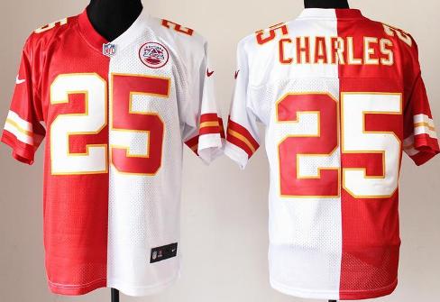 Nike Kansas City Chiefs 25 Jamaal Charles Red White Elite Split NFL Jerseys Cheap
