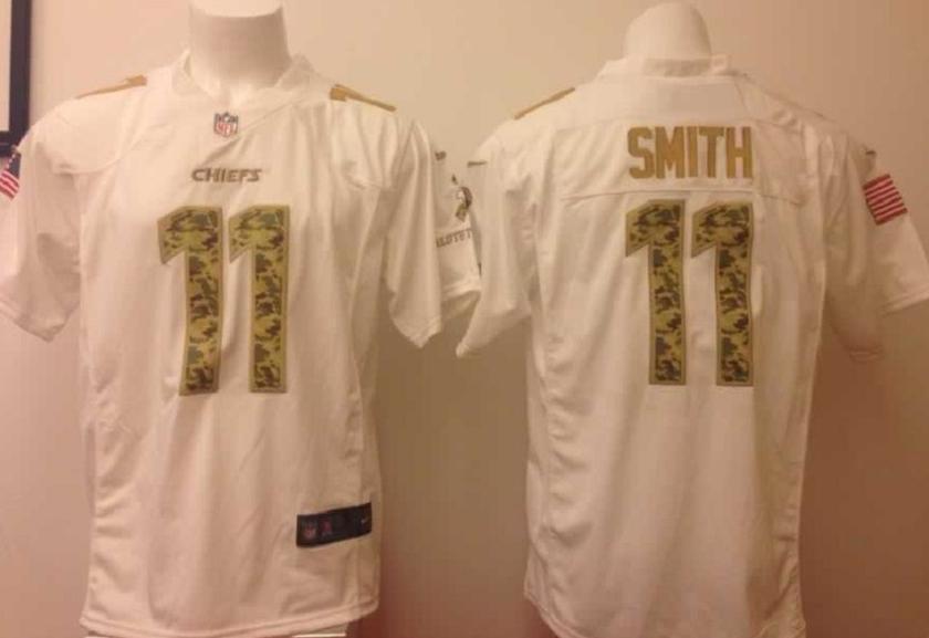 Nike Kansas City Chiefs 11 Alex Smith White Salute to Service Game NFL Jersey Cheap