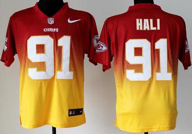 Nike Kansas City Chiefs 91 Tamba Hali Red Yellow Drift Fashion II Elite NFL Jerseys Cheap
