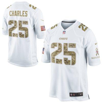 Nike Kansas City Chiefs 25 Jamaal Charles White Salute to Service Game NFL Jersey Cheap