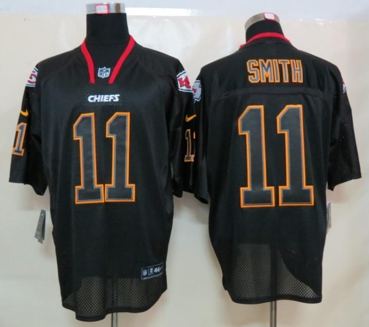 Nike Kansas City Chiefs #11 Alex Smith Black Lights Out Elite NFL Jerseys Cheap