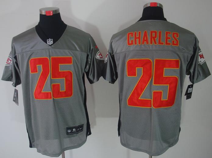 Nike Kansas City Chiefs 25# Jamaal Charles Grey Shadow NFL Jerseys Cheap