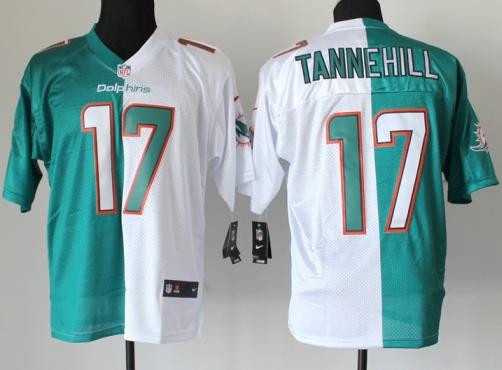 Nike Miami Dolphins 17 Ryan Tannehill White Green Split Elite NFL Jerseys 2013 New Style Cheap