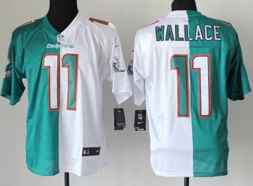 Nike Miami Dolphins 11 Mike Wallace White Green Split Elite NFL Jerseys Cheap