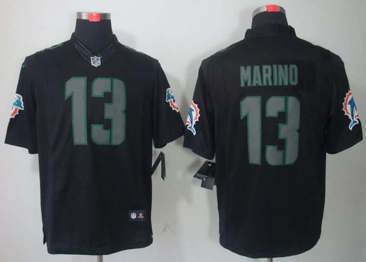 Nike Miami Dolphins 13 Dan Marino Black Impact Game LIMITED NFL Jerseys Cheap