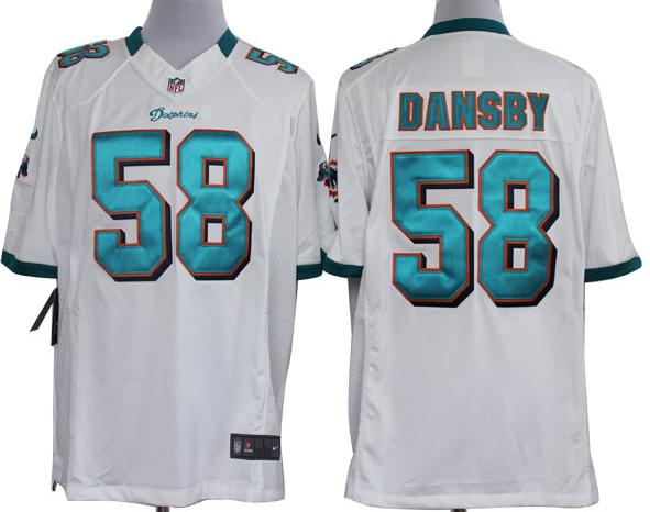 Nike Miami Dolphins 58 Karlos Dansby White Game LIMITED NFL Jerseys Cheap