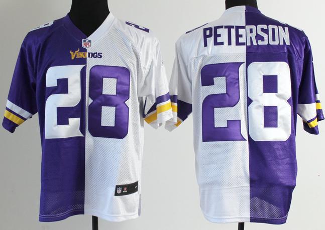 Nike Minnesota Vikings 28 Adrian Peterson White Purple Split Elite NFL Jerseys New Style Cheap