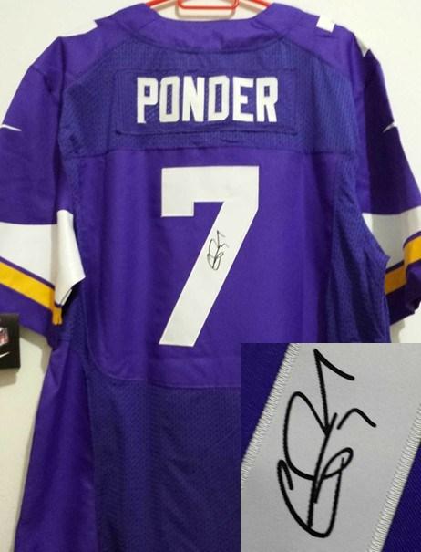 Nike Minnesota Vikings 7 Christian Ponder Purple Signed Elite NFL Jerseys New Style Cheap