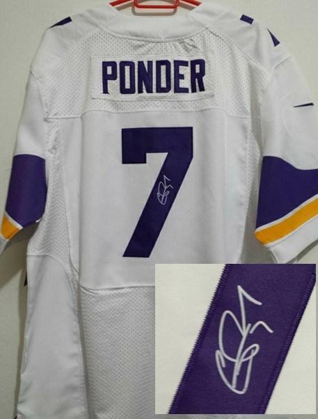 Nike Minnesota Vikings 7 Christian Ponder White Signed Elite NFL Jerseys New Style Cheap