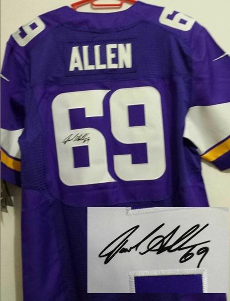 Nike Minnesota Vikings 69 Jared Allen Purple Signed Elite NFL Jerseys New Style Cheap