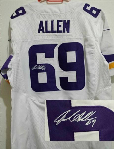 Nike Minnesota Vikings 69 Jared Allen White Signed Elite NFL Jerseys New Style Cheap