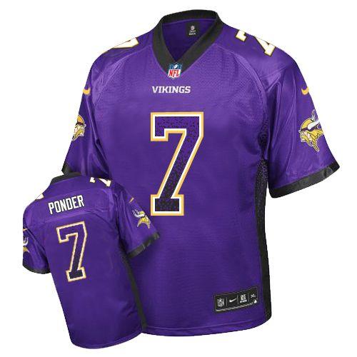 Nike Minnesota Vikings 7 Christian Ponder Purple Drift Fashion Elite NFL Jerseys Cheap