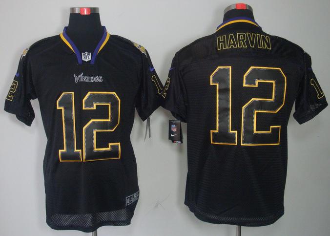 Nike Minnesota Vikings 12# Percy Harvin Lights Out Black NFL Jerseys Cheap