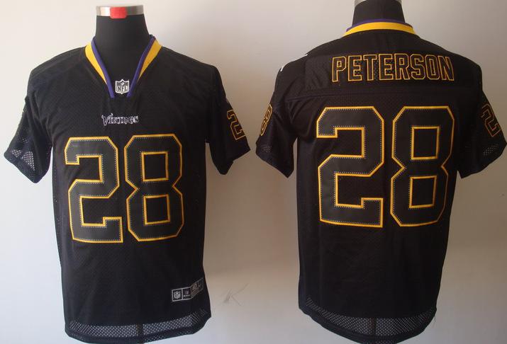 Nike Minnesota Vikings 28# Adrian Peterson Lights Out Black Elite NFL Jerseys Cheap