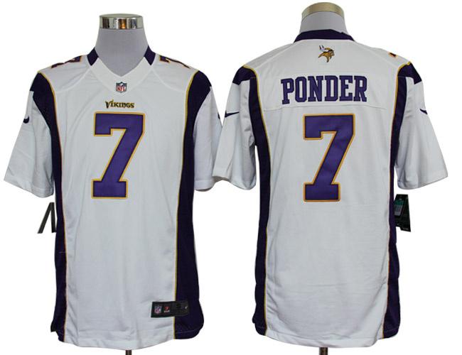Nike Minnesota Vikings 7# Christian Ponder White Game LIMITED NFL Jerseys Cheap