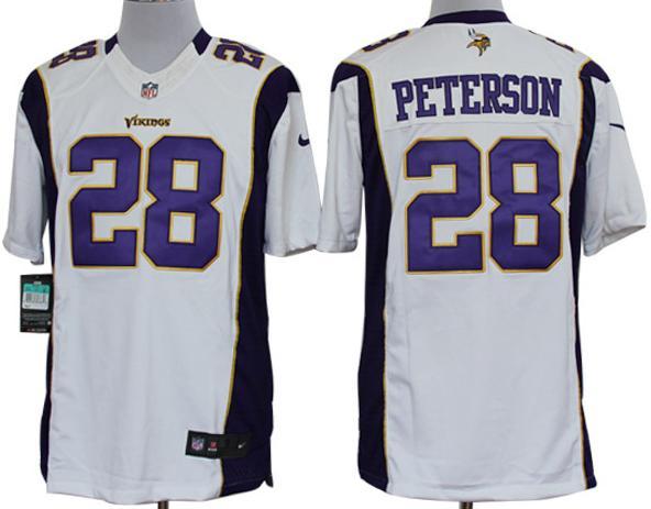 Nike Minnesota Vikings 28# Adrian Peterson White Game LIMITED NFL Jerseys Cheap