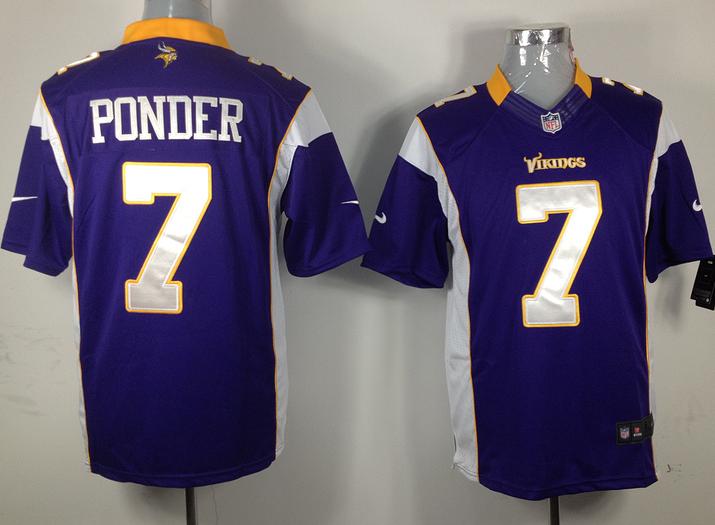 Nike Minnesota Vikings 7# Christian Ponder Purple Game LIMITED NFL Jerseys Cheap