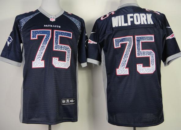 Nike New England Patriots 75 Vince Wilfork Blue Drift Fashion Elite NFL Jerseys Cheap