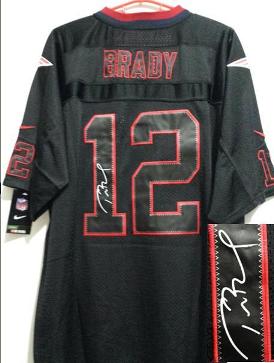 Nike New England Patriots 12 Tom Brady Elite Light Out Black Signed NFL Jerseys Cheap