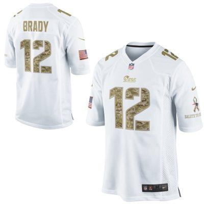 Nike New England Patriots 12 Tom Brady White Salute to Service Game NFL Jersey Cheap