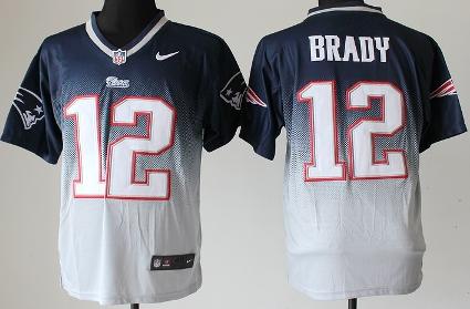 Nike New England Patriots 12 Tom Brady Grey Blue Drift Fashion II Elite NFL Jerseys Cheap