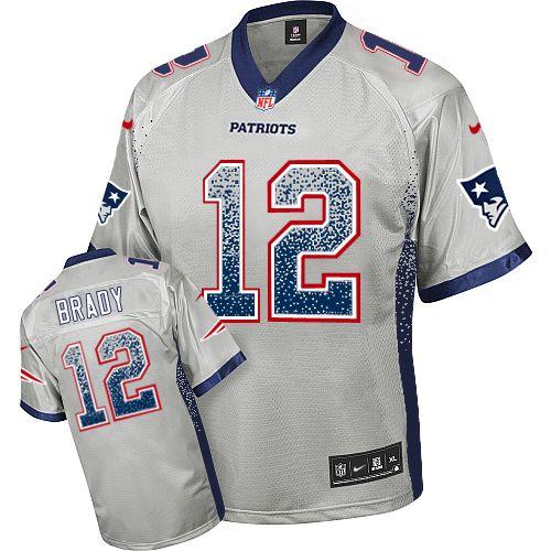 Nike New England Patriots 12 Tom Brady Grey Drift Fashion Elite NFL Jerseys Cheap