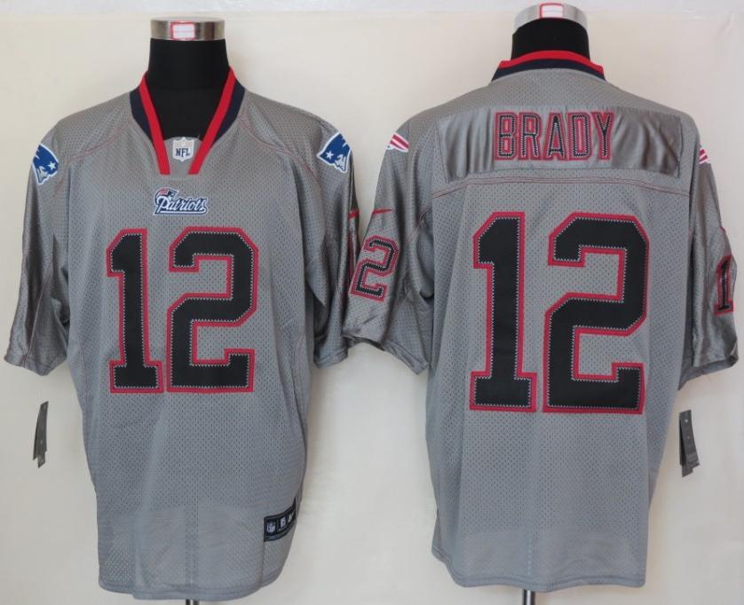 Nike New England Patriots 12 Tom Brady Grey Lights Out Elite NFL Jerseys Cheap
