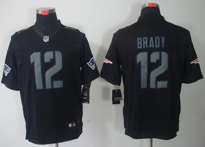 Nike New England Patriots 12 Tom Brady Black Impact Game LIMITED NFL Jerseys Cheap