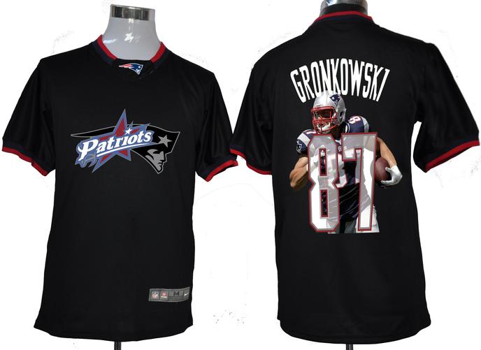 Nike New England Patriots 87 Rob Gronkowski Black All-Star Fashion NFL Jerseys Logo Front Cheap