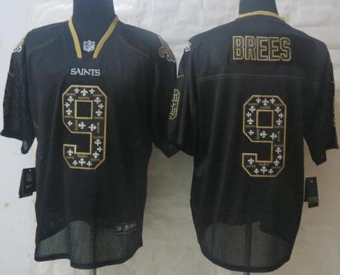 Nike New Orleans Saints 9 Drew Brees Lights Out Black Elite NFL Jerseys Cheap