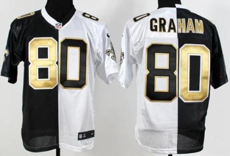 Nike New Orleans Saints 80 Jimmy Graham Black White Split NFL Jerseys Cheap