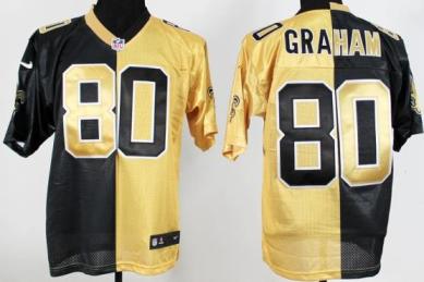 Nike New Orleans Saints 80 Jimmy Graham Black Gold Split NFL Jerseys Cheap