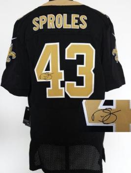 Nike New Orleans Saints 43 Darren Sproles Black Elite Signed NFL Jerseys Cheap