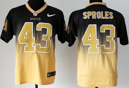 Nike New Orleans Saints 43 Darren Sproles Black Gold Drift Fashion II Elite NFL Jerseys Cheap