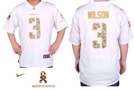 Nike Seattle Seahawks 3 Russell Wilson White Salute to Service Game NFL Jersey Cheap
