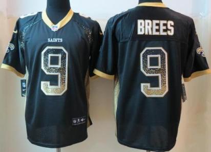 Nike New Orleans Saints 9 Drew Brees Black Drift Fashion Elite NFL Jerseys Cheap
