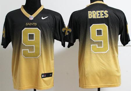 Nike New Orleans Saints 9 Drew Brees Black Gold Drift Fashion II Elite NFL Jerseys Cheap