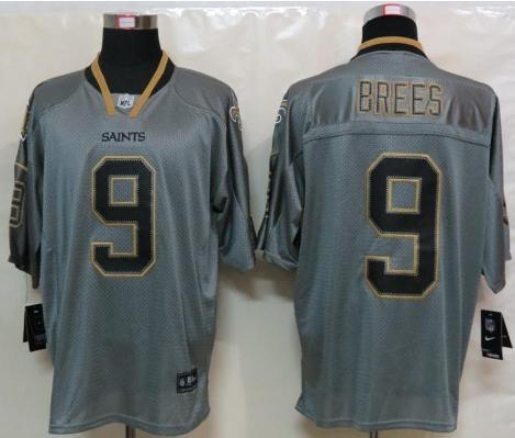 Nike New Orleans Saints 9 Drew Brees Grey Lights Out Elite NFL Jerseys Cheap