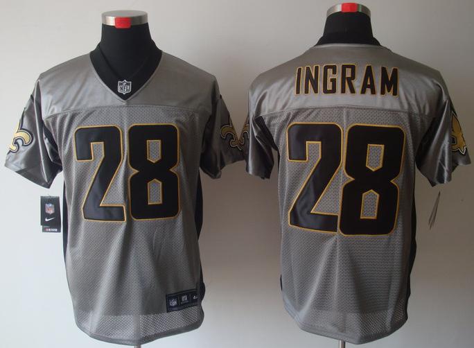Nike New Orleans Saints 28 Mark Ingram Grey Shadow Elite NFL Jerseys Cheap