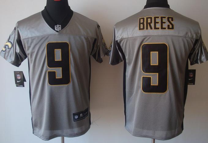 Nike New Orleans Saints 9 Drew Brees Grey Shadow Elite NFL Jerseys Cheap