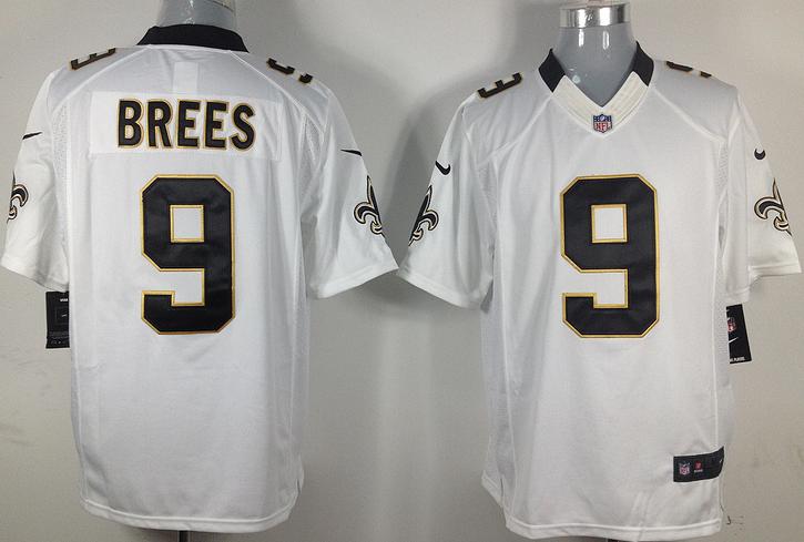 Nike New Orleans Saints 9 Drew Brees White Game LIMITED NFL Jerseys Cheap