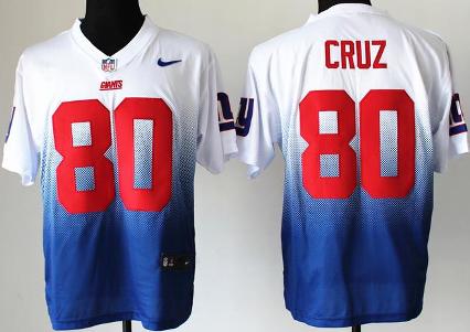 Nike New York Giants 80 Victor Cruz White Blue Drift Fashion II Elite NFL Jerseys Cheap
