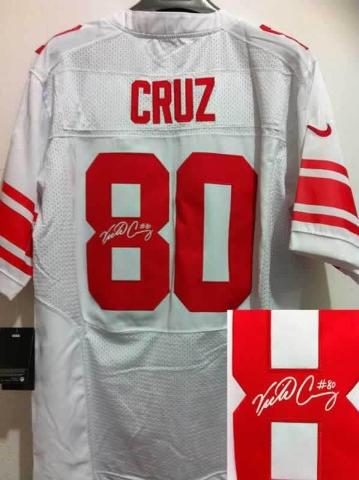 Nike New York Giants 80 Victor Cruz White Signed Elite NFL Jerseys Cheap