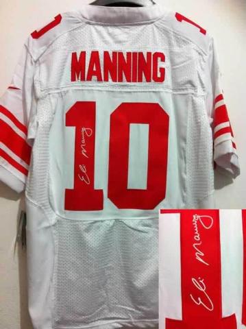 Nike New York Giants 10 Eli Manning White Signed Elite NFL Jerseys Cheap