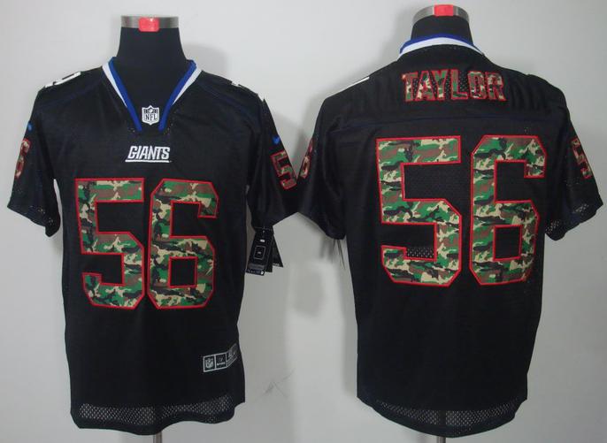 Nike New York Giants 56 Lawrence Taylor Black Camo Fashion Elite NFL Jerseys Camo Number Cheap