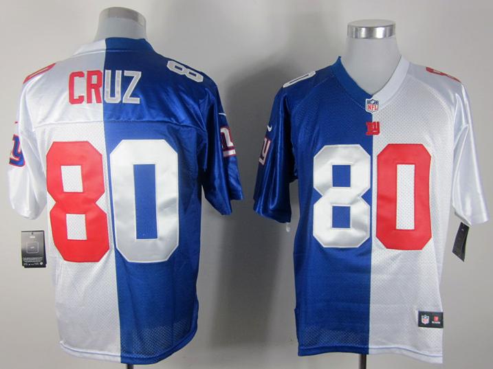 Nike New York Giants 80# Victor Cruz Blue White Split NFL Jerseys Cheap